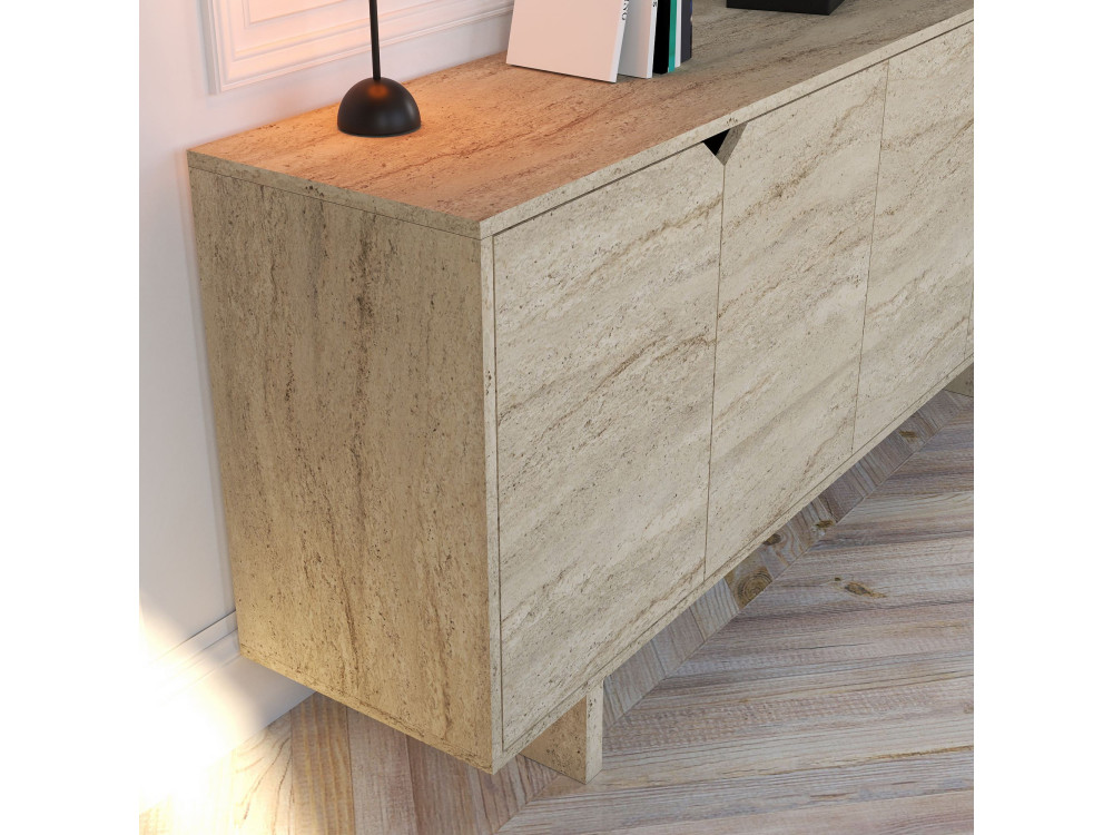Buffet en bois "Turan" - 180 x 40 x 81 cm - Travertin