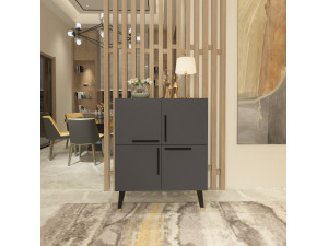 Buffet en bois "Makro" - 70 x 35 x 90 cm - Gris anthracite 2