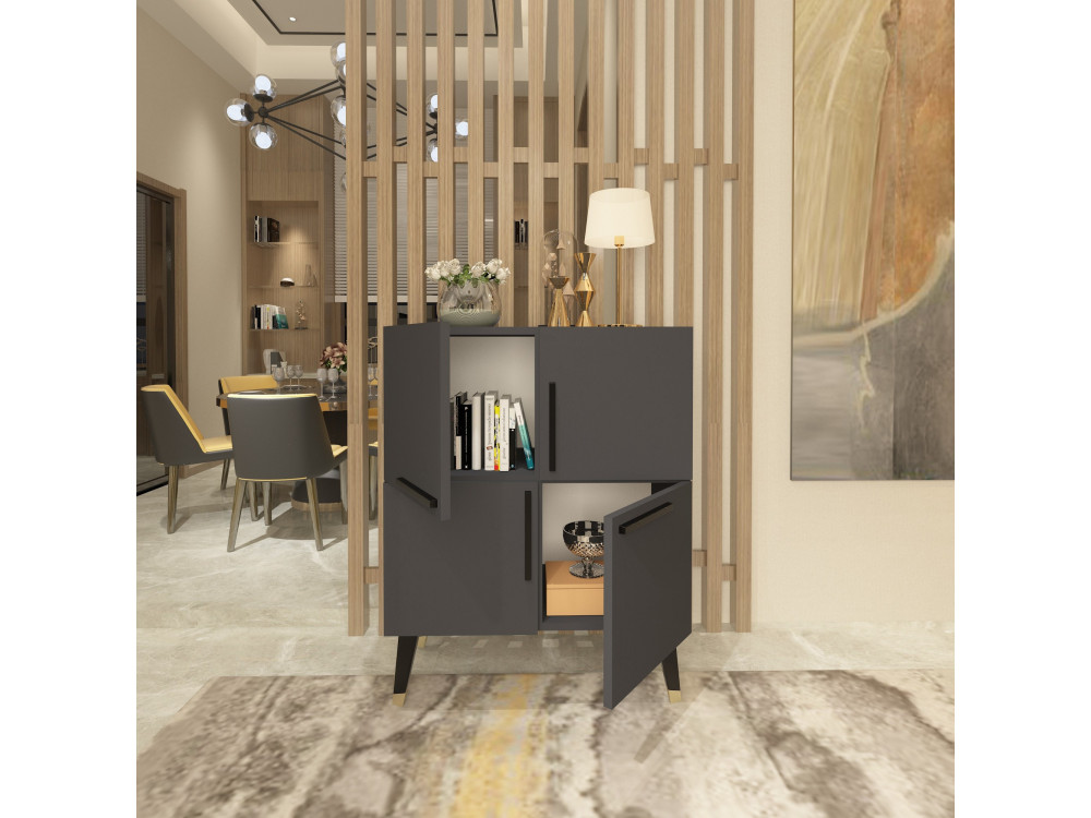 Buffet en bois "Makro" - 70 x 35 x 90 cm - Gris anthracite