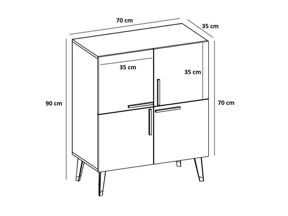 Buffet en bois "Makro" - 70 x 35 x 90 cm - Gris anthracite