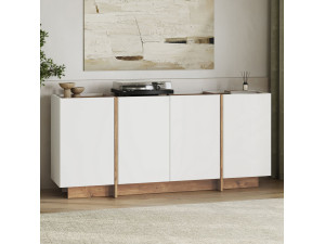 Buffet en bois "Dorma" - 180 x 45 x 80 cm - Blanc / Pin Atlantique 2