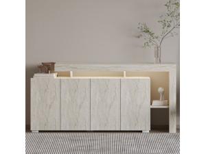 Buffet en bois "Beliz" - 170 x 35 x 80 cm - Travertin 2