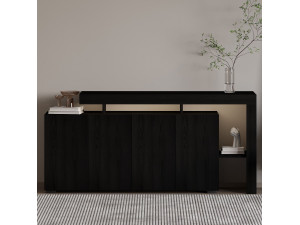 Buffet en bois "Beliz" - 170 x 35 x 80 cm - Bois Noir 2