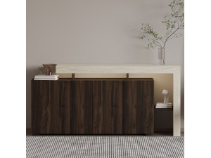 Buffet en bois "Beliz" - 170 x 35 x 80 cm - Travertin / Noyer 2