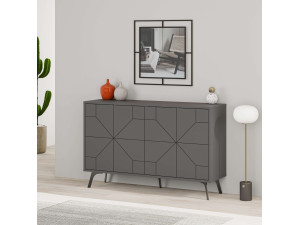 Buffet en bois "Dune" - 123 x 35 x 62 cm - Gris anthracite 2