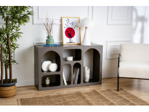 Buffet en bois "Liva 120" - 120 x 37 x 74 cm - Gris anthracite 2
