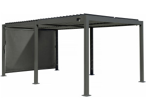 Pergola bioclimatique avec store en aluminium "Kensington" - 3 x 5 m - Gris