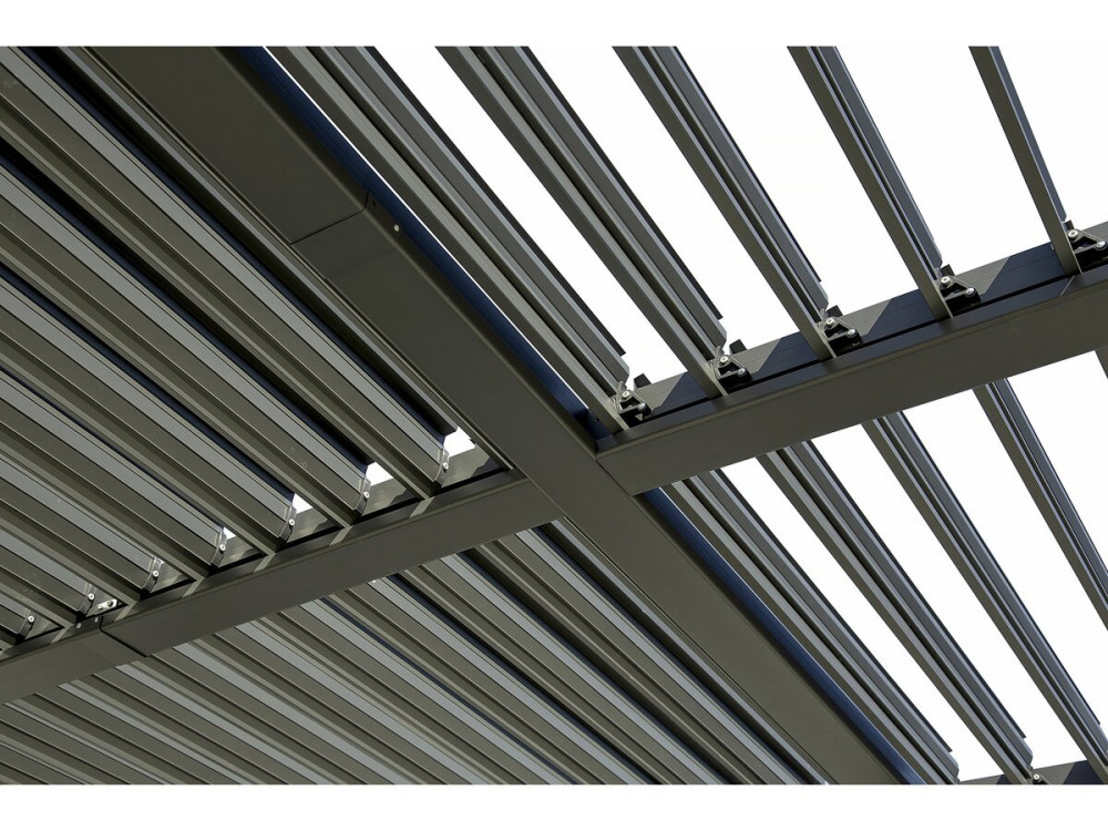 Pergola bioclimatique avec store en aluminium "Kensington" - 3 x 5 m - Gris