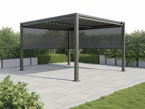 Pergola bioclimatique avec 2 stores en acier galvanisé "Howard" - 3 x 4 m - Gris 2