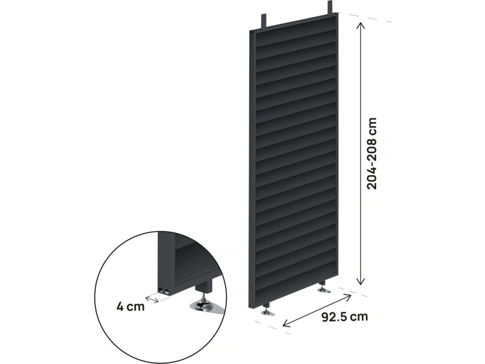 Persienne pour pergola bioclimatique en acier galvanisé "Clifford" - 92 x 4 x 208 cm - Gris