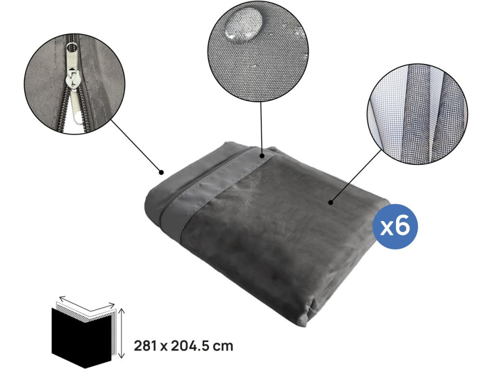 Rideau pour pergola bioclimatique "Kensington" - 3 x 6 m - Gris