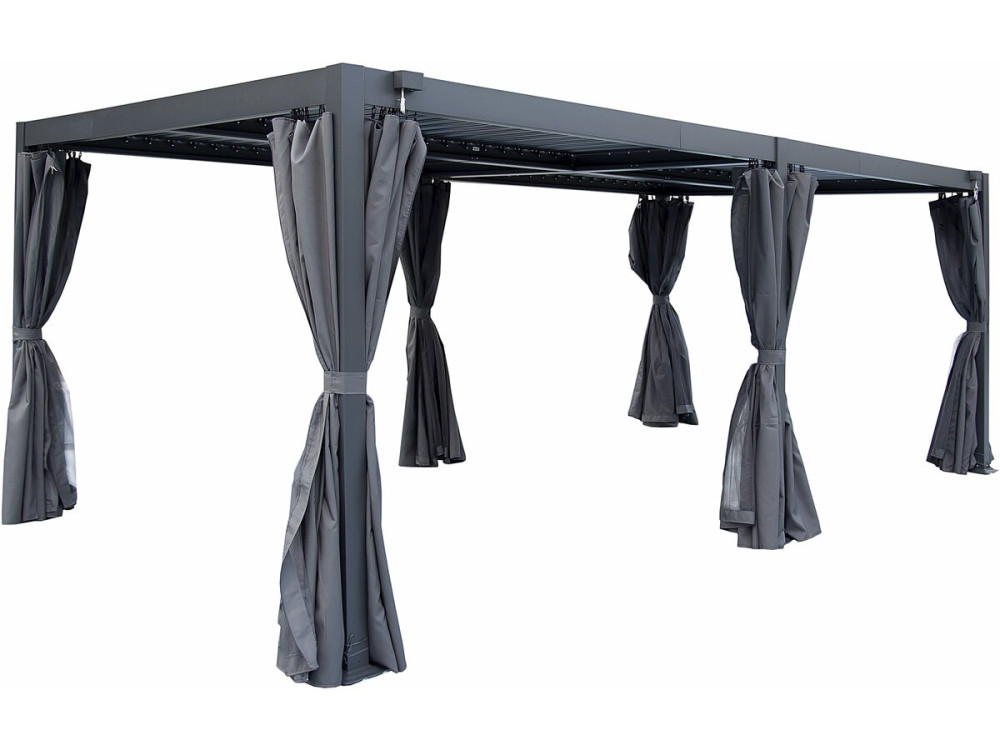 Rideau pour pergola bioclimatique "Kensington" - 3 x 6 m - Gris