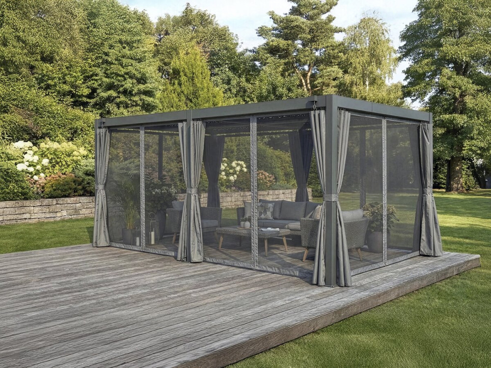 Rideau pour pergola bioclimatique "Kensington" - 3 x 6 m - Gris
