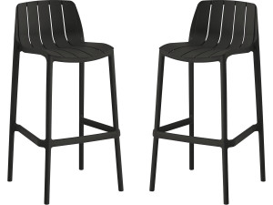 Lot de 2 chaises hautes de jardin empilable "Vaena" - Noir