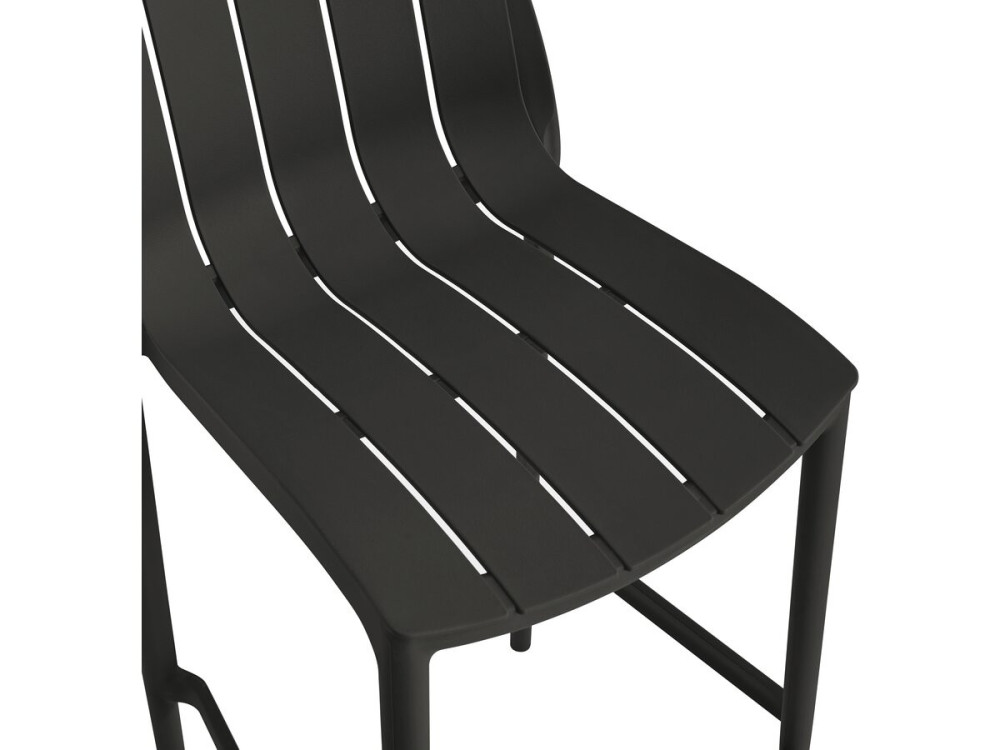 Lot de 2 chaises hautes de jardin empilable "Vaena" - Noir