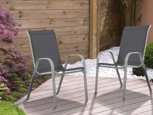 Fauteuil jardin Textilène "Cordoba" - Phoenix - Gris foncé - Lot de 2 2