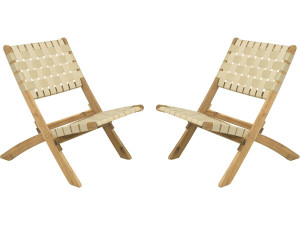 Lot de 2 chaises de jardin en bois "Hanoi" - Beige