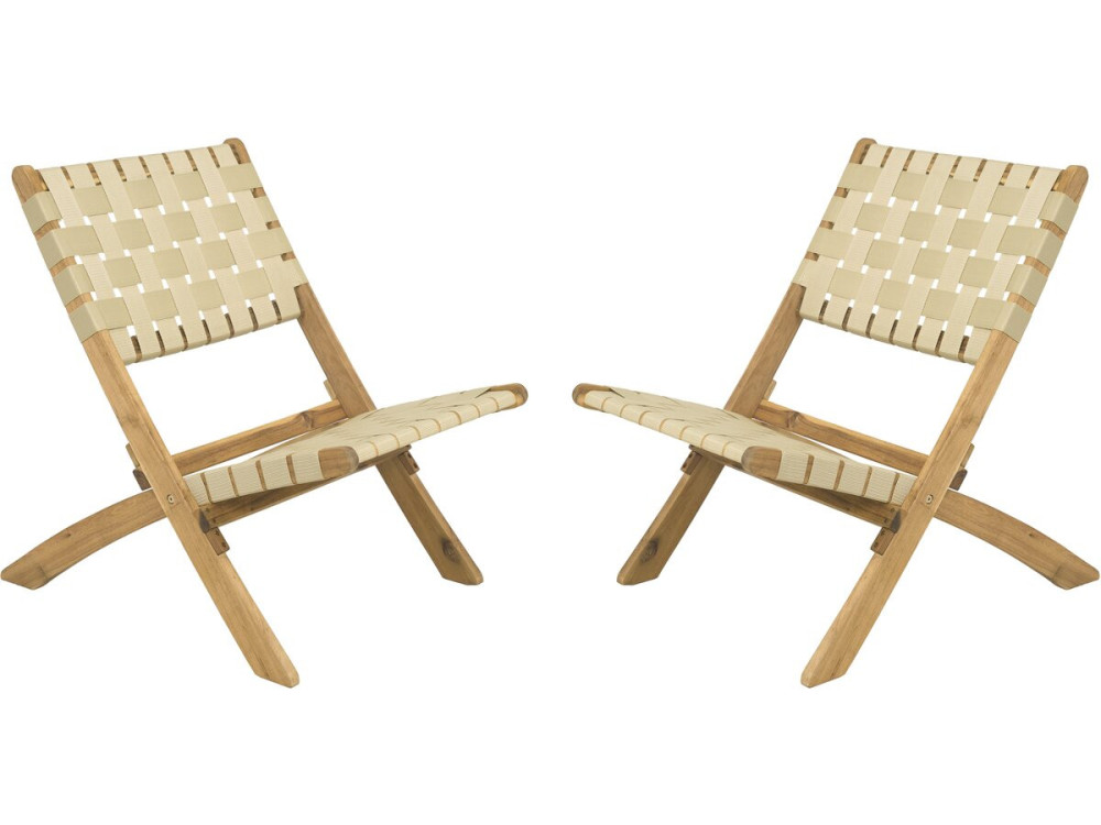 Lot de 2 chaises de jardin en bois "Hanoi" - Beige