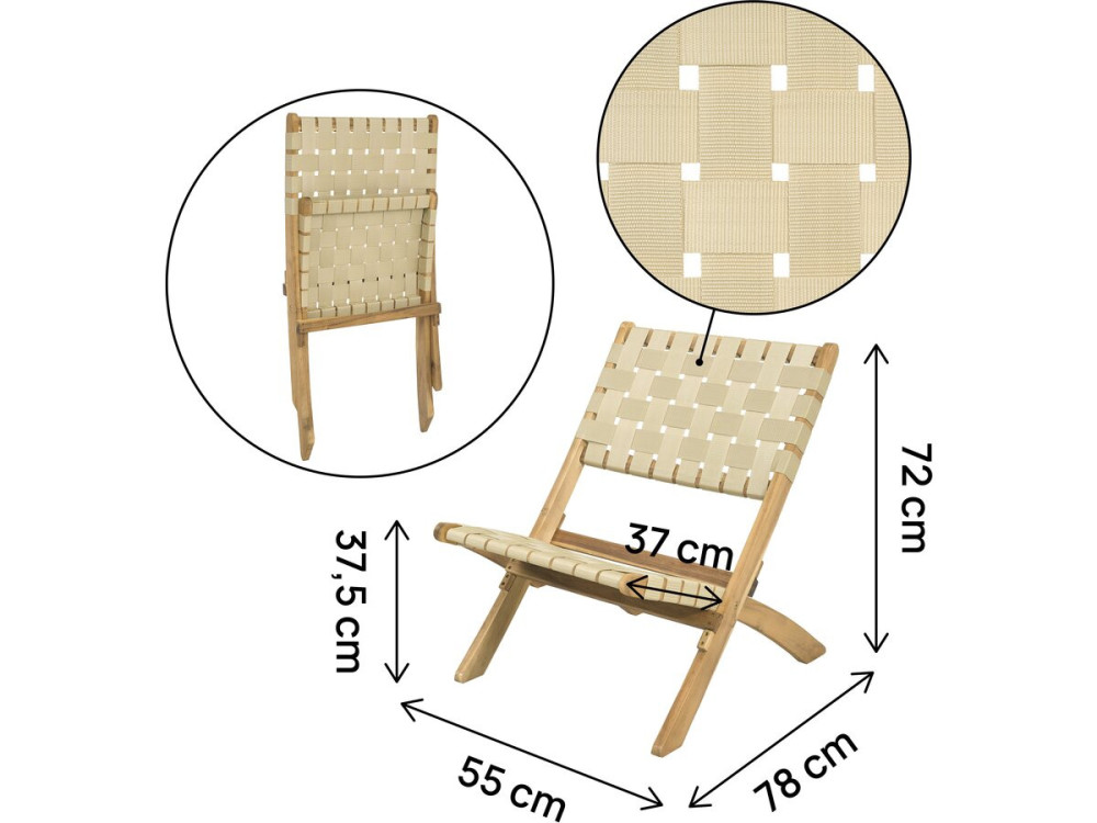 Lot de 2 chaises de jardin en bois "Hanoi" - Beige