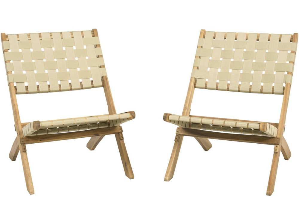 Lot de 2 chaises de jardin en bois "Hanoi" - Beige