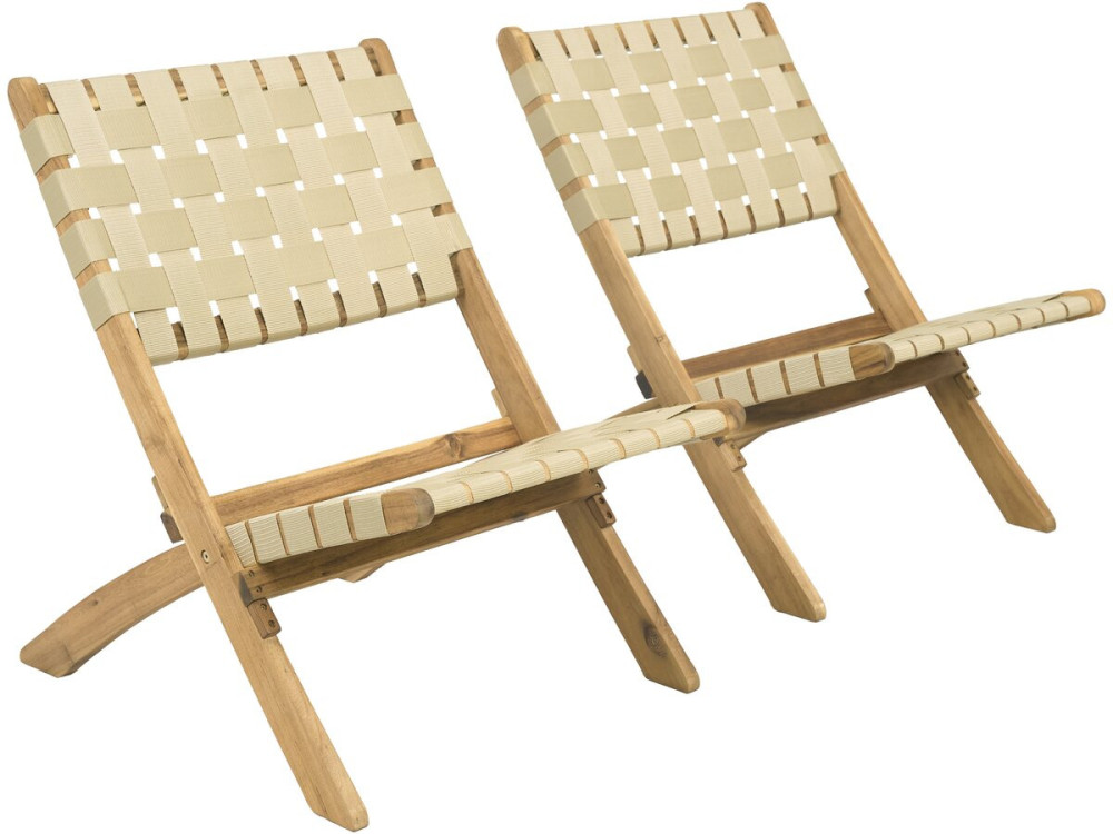 Lot de 2 chaises de jardin en bois "Hanoi" - Beige