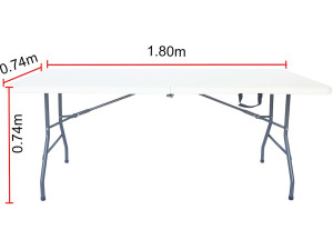 Table de jardin pliante en métal "Foldy" - 181 x 74 x 74 cm - Blanc 2
