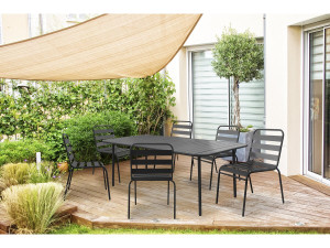 Table jardin en métal "Bilbao" - 180 x 90 x 71 cm - Gris 2