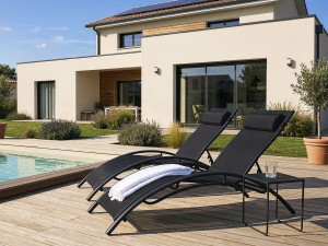Lot de 2 bains de soleil en aluminium Beauty "Phoenix" - Noir 2
