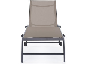 Lot de 2 bains de soleil textilène aluminium "Jolia" - Gris foncé / Taupe 2
