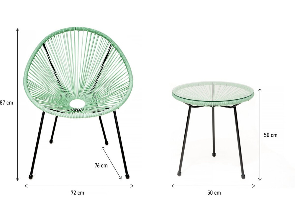 Ensemble de jardin acapulco  "Liana" - 2 places - Vert clair