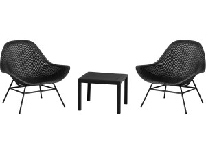 Lot de 2 fauteuils de jardin avec table basse "Soléna" - Noir