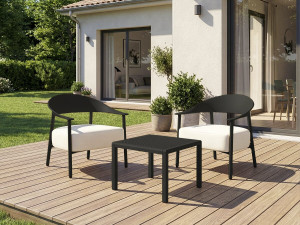 Salon de jardin en métal et plastique "Céora" - 2 places - Noir 2