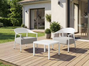 Salon de jardin en métal et plastique "Céora" - 2 places - Blanc 2