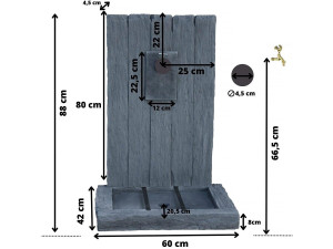 Fontaine "ARDOISE" - en pierre reconstituée - 59 x 44 x 87 cm - Gris 2