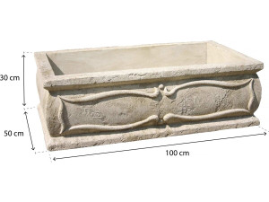 Grande jardinière "Verone - en pierre - 50 x 100 x 30 cm 2