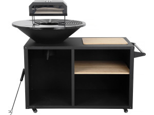 Barbecue plancha brasero avec four à pizza "Maréchal" - Ø 81 cm  - Noir