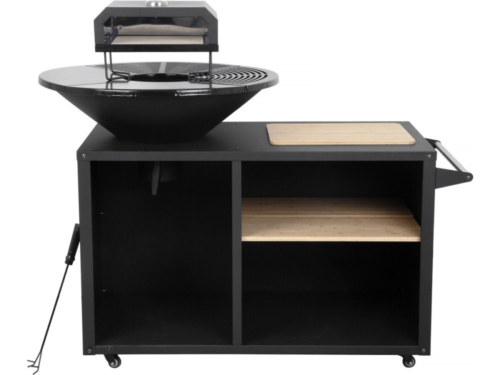 Barbecue plancha brasero avec four à pizza "Maréchal" - Ø 81 cm  - Noir