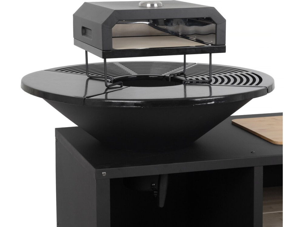 Barbecue plancha brasero avec four à pizza "Maréchal" - Ø 81 cm  - Noir