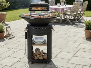 Barbecue plancha brasero avec four à pizza "César premium"- Ø 81 cm - Noir 2