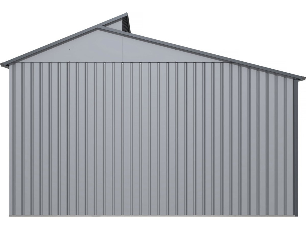 Abri de jardin métal avec pergola "Madras" - 9.12 m² - 257 x 355 x 237 cm - Gris