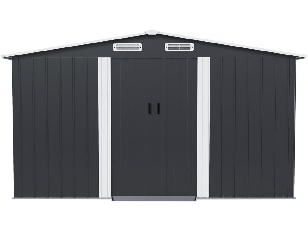 Abri de jardin métal avec porte coulissante "Boston" - 13 m² - Gris