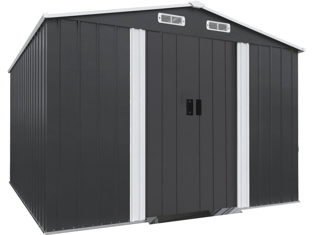 Abri de jardin métal avec porte coulissante "Boston" - 8 m² - Gris
