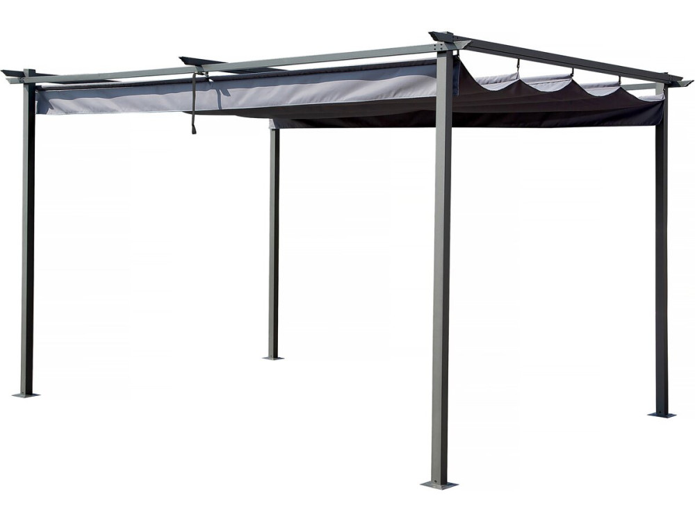 Pergola en métal avec toit rétractable - 3 x 4 m - Gris