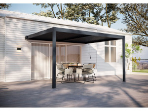 Pergola adossée en aluminium "Windsor" - Gris anthracite - 3 x 4 m 2