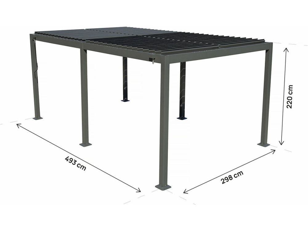 Pergola bioclimatique autoportante en aluminium "Kensington" - 3 x 5 m - Gris