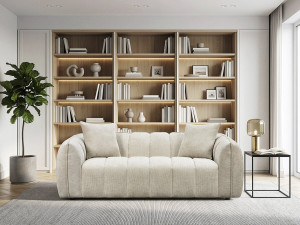 Canapé droit en tissu style bubble "Balzac" - 3 places - Beige 2