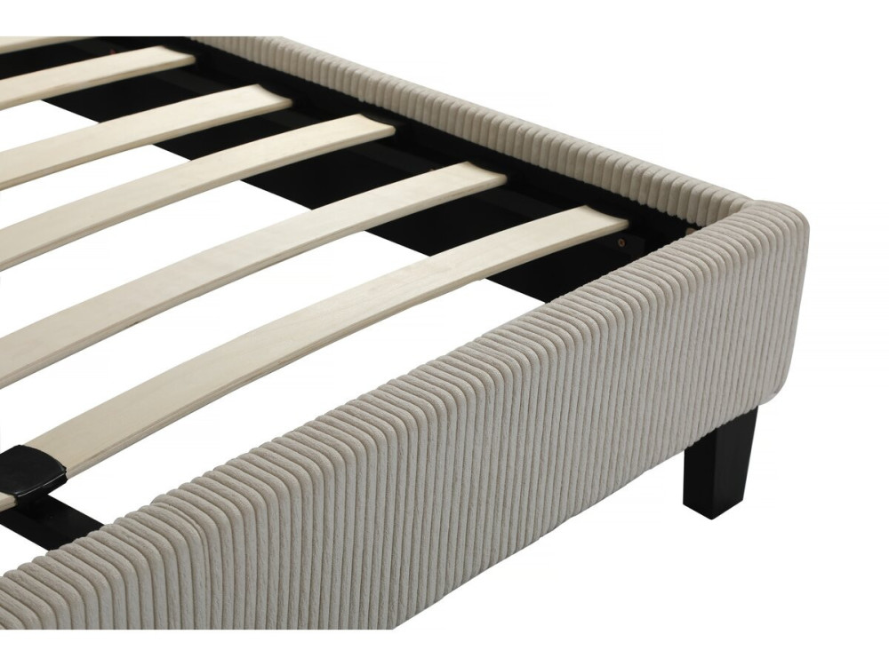 Lit en Velours Cotelé "Ambre" - 160 x 200 - Beige