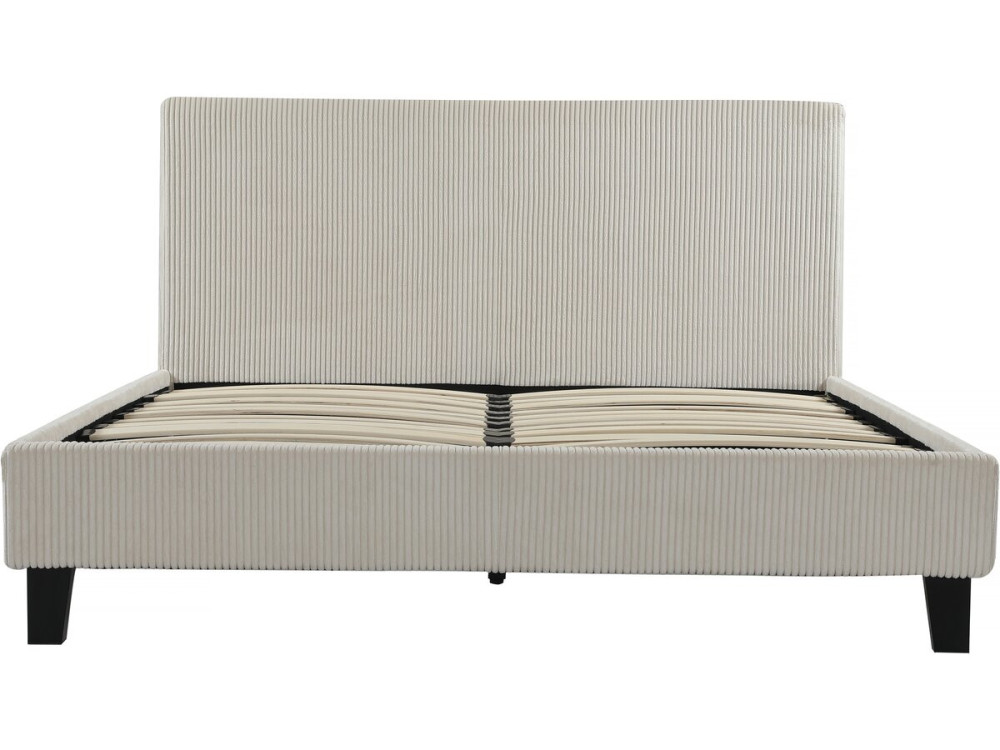 Lit en Velours Cotelé "Ambre" - 160 x 200 - Beige