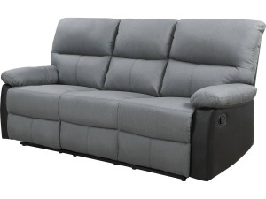 Canapé relax "Lincoln" - 3 places - Noir / Gris foncé
