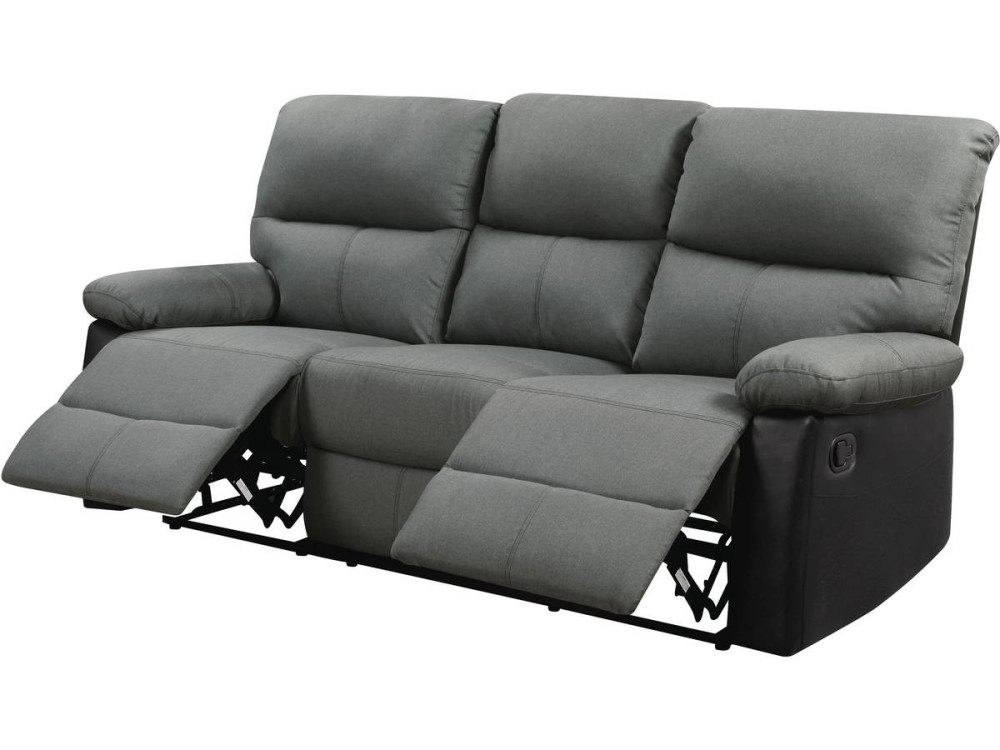 Canapé relax "Lincoln" - 3 places - Noir / Gris foncé